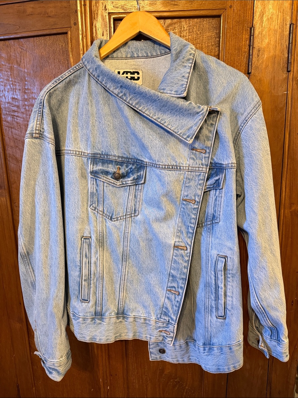 KBB by Kahlana Light Blue Denim Asymmetric Jacket - Women
